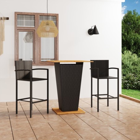 3-tlg. Gartenbar-Set Schwarz