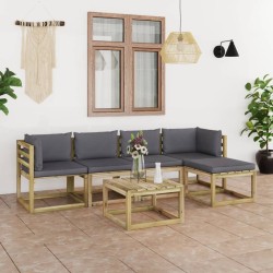 6-tlg. Garten-Lounge-Set mit Kissen Kiefernholz Imprägniert