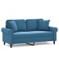 vidaXL 2-Sitzer-Sofa mit Zierkissen Blau 140 cm Samt vidaXL 2-Sitzer-Sofa mit Zierkissen Blau 140 cm Samt