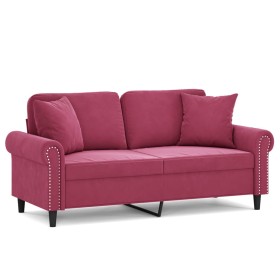 vidaXL 2-Sitzer-Sofa mit Zierkissen Weinrot 140 cm Samt