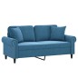 vidaXL 2-Sitzer-Sofa mit Zierkissen Blau 140 cm Samt vidaXL 2-Sitzer-Sofa mit Zierkissen Blau 140 cm Samt