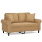 vidaXL 2-Sitzer-Sofa mit Zierkissen Braun 120 cm Samt vidaXL 2-Sitzer-Sofa mit Zierkissen Braun 120 cm Samt