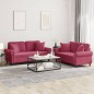 vidaXL 2-tlg. Sofagarnitur mit Kissen Weinrot Samt vidaXL 2-tlg. Sofagarnitur mit Kissen Weinrot Samt