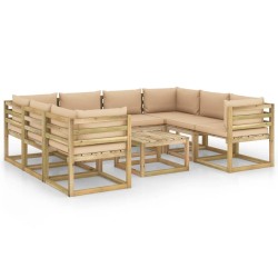 9-tlg. Garten-Lounge-Set mit Kissen Imprägniertes Kiefernholz