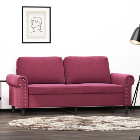 vidaXL 2-Sitzer-Sofa Weinrot 140 cm Samt