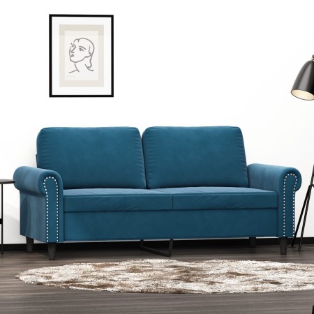 vidaXL 2-Sitzer-Sofa Blau 140 cm Samt