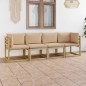 Gartensofa 4-Sitzer mit Kissen in Beige Gartensofa 4-Sitzer mit Kissen in Beige