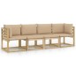 Gartensofa 4-Sitzer mit Kissen in Beige Gartensofa 4-Sitzer mit Kissen in Beige