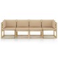 Gartensofa 4-Sitzer mit Kissen in Beige Gartensofa 4-Sitzer mit Kissen in Beige