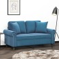 vidaXL 2-Sitzer-Sofa mit Zierkissen Blau 120 cm Samt vidaXL 2-Sitzer-Sofa mit Zierkissen Blau 120 cm Samt