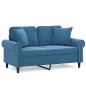 vidaXL 2-Sitzer-Sofa mit Zierkissen Blau 120 cm Samt vidaXL 2-Sitzer-Sofa mit Zierkissen Blau 120 cm Samt