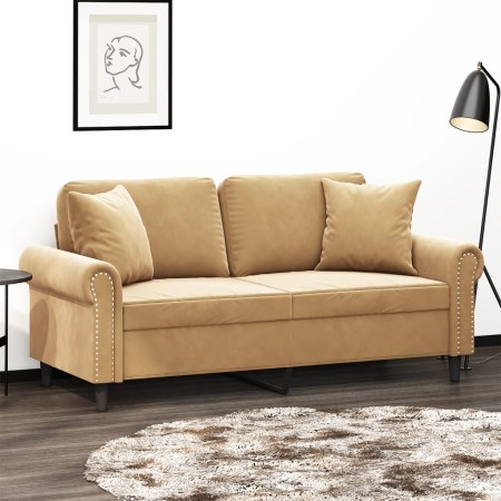 vidaXL 2-Sitzer-Sofa mit Zierkissen Braun 140 cm Samt