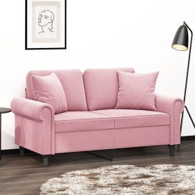 vidaXL 2-Sitzer-Sofa mit Zierkissen Rosa 120 cm Samt