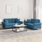 vidaXL 2-tlg. Sofagarnitur mit Kissen Blau Samt vidaXL 2-tlg. Sofagarnitur mit Kissen Blau Samt