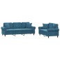 vidaXL 2-tlg. Sofagarnitur mit Kissen Blau Samt vidaXL 2-tlg. Sofagarnitur mit Kissen Blau Samt