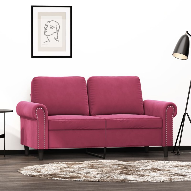 vidaXL 2-Sitzer-Sofa Weinrot 120 cm Samt vidaXL 2-Sitzer-Sofa Weinrot 120 cm Samt