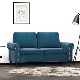 vidaXL 2-Sitzer-Sofa Blau 120 cm Samt