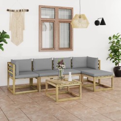 6-tlg. Garten-Lounge-Set mit Kissen Kiefernholz Imprägniert
