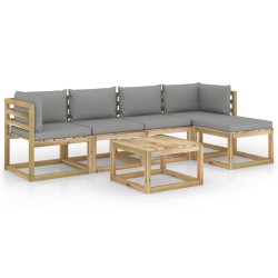 6-tlg. Garten-Lounge-Set mit Kissen Kiefernholz Imprägniert