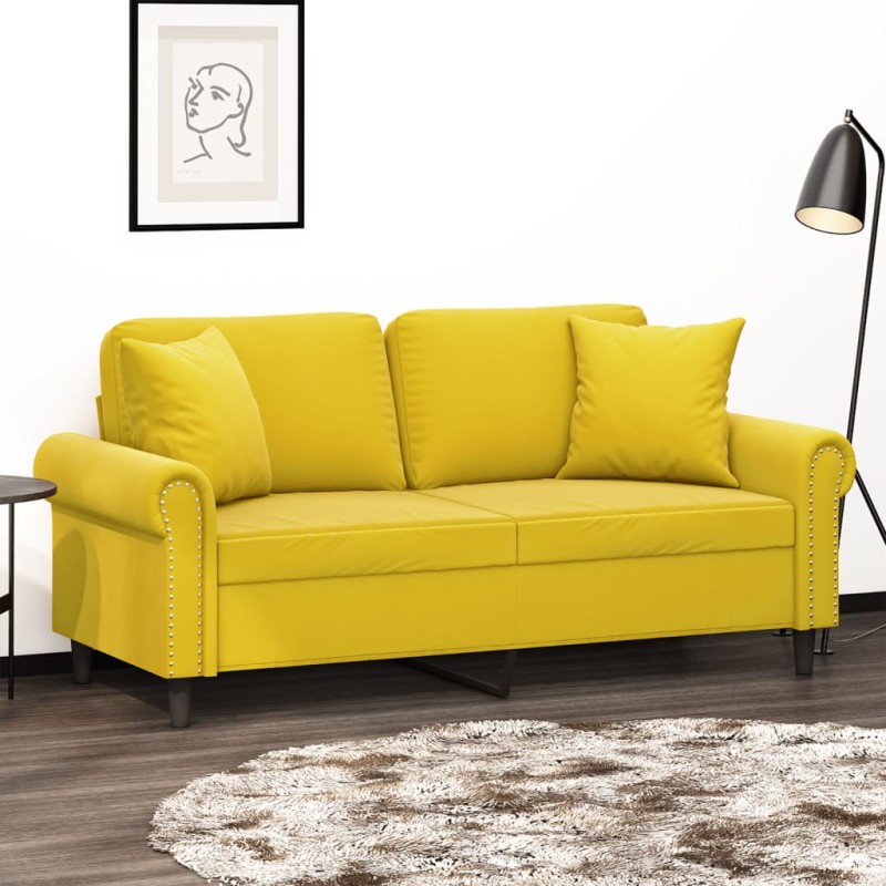 vidaXL 2-Sitzer-Sofa mit Zierkissen Gelb 140 cm Samt vidaXL 2-Sitzer-Sofa mit Zierkissen Gelb 140 cm Samt