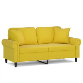 vidaXL 2-Sitzer-Sofa mit Zierkissen Gelb 140 cm Samt