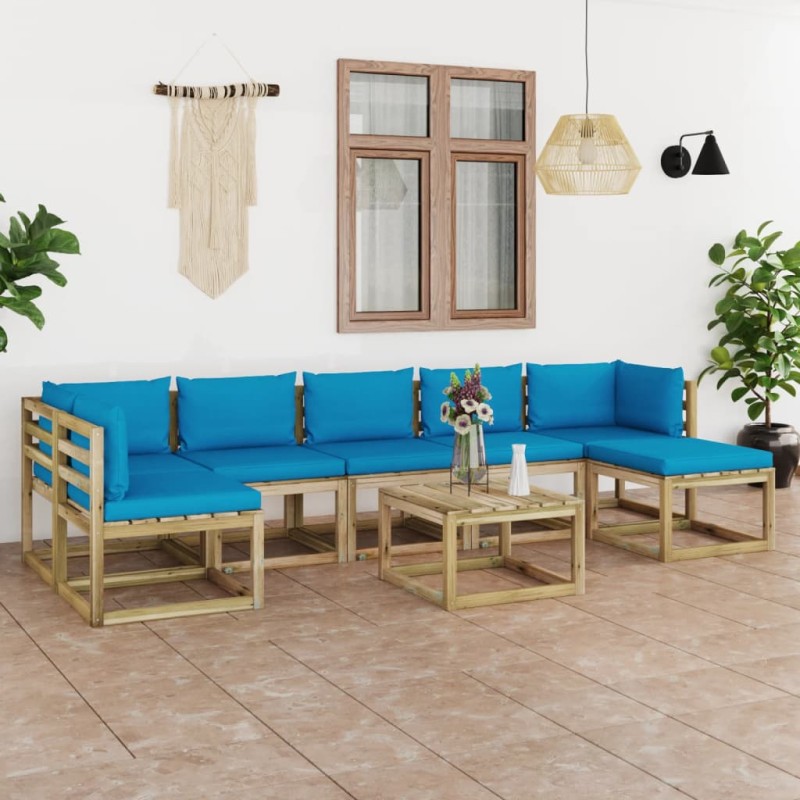 8-tlg. Garten-Lounge-Set mit Kissen Imprägniertes Kiefernholz 8-tlg. Garten-Lounge-Set mit Kissen Imprägniertes Kiefernholz