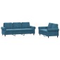 vidaXL 2-tlg. Sofagarnitur mit Kissen Blau Samt vidaXL 2-tlg. Sofagarnitur mit Kissen Blau Samt