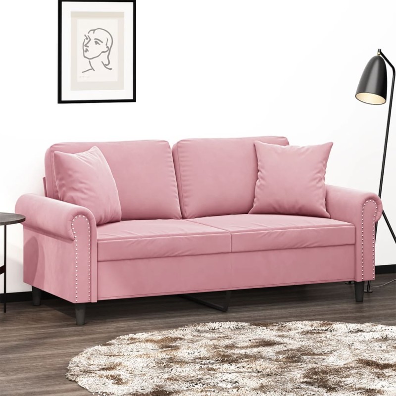 vidaXL 2-Sitzer-Sofa mit Zierkissen Rosa 140 cm Samt vidaXL 2-Sitzer-Sofa mit Zierkissen Rosa 140 cm Samt