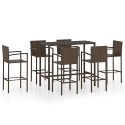 7-tlg. Gartenbar-Set Poly Rattan Braun