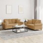 vidaXL 2-tlg. Sofagarnitur mit Kissen Braun Samt vidaXL 2-tlg. Sofagarnitur mit Kissen Braun Samt