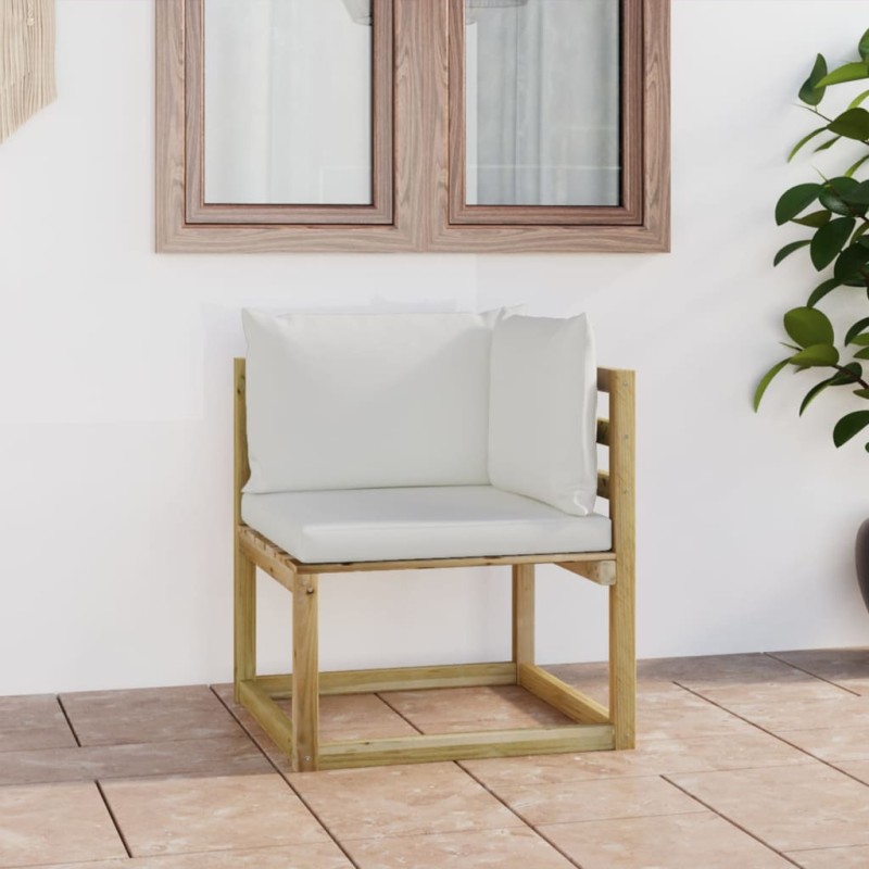 Garten-Ecksofa mit Kissen in Grün Imprägniertes Kiefernholz Garten-Ecksofa mit Kissen in Grün Imprägniertes Kiefernholz
