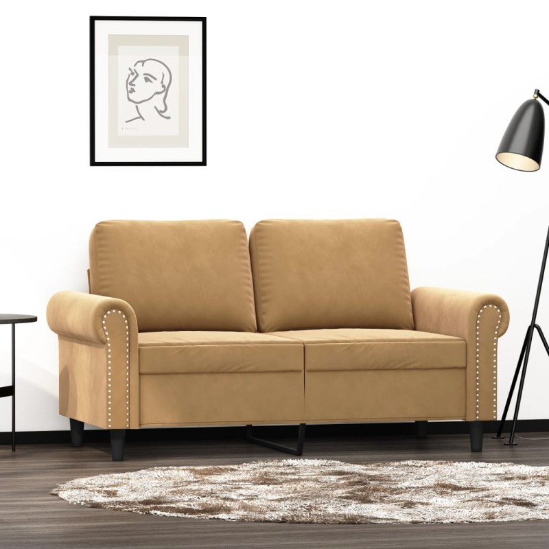 vidaXL 2-Sitzer-Sofa Braun 120 cm Samt vidaXL 2-Sitzer-Sofa Braun 120 cm Samt