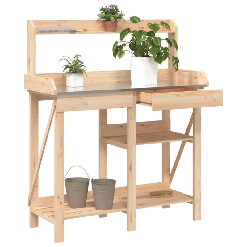 vidaXL Pflanztisch mit Ablagen Massivholz Tanne vidaXL Pflanztisch mit Ablagen Massivholz Tanne