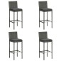 vidaXL 5-tlg. Gartenbar-Set mit Kissen Poly Rattan Grau vidaXL 5-tlg. Gartenbar-Set mit Kissen Poly Rattan Grau