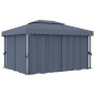 vidaXL Pavillon mit Vorhang 4x3 m Anthrazit Aluminium vidaXL Pavillon mit Vorhang 4x3 m Anthrazit Aluminium