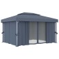 vidaXL Pavillon mit Vorhang 4x3 m Anthrazit Aluminium vidaXL Pavillon mit Vorhang 4x3 m Anthrazit Aluminium