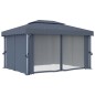 vidaXL Pavillon mit Vorhang 4x3 m Anthrazit Aluminium vidaXL Pavillon mit Vorhang 4x3 m Anthrazit Aluminium
