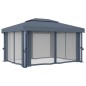vidaXL Pavillon mit Vorhang 4x3 m Anthrazit Aluminium vidaXL Pavillon mit Vorhang 4x3 m Anthrazit Aluminium