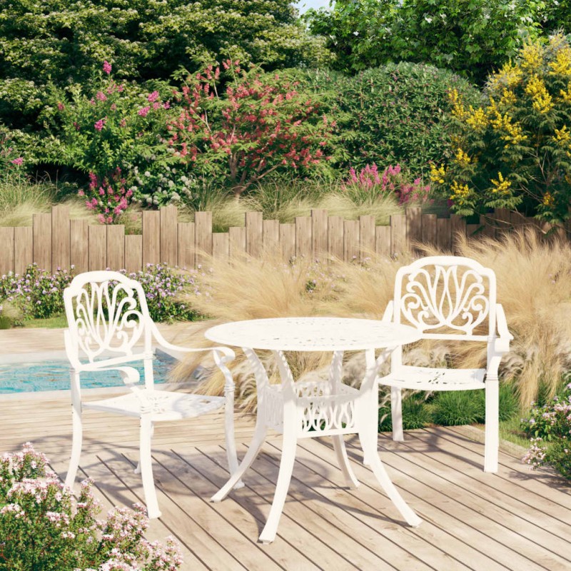 vidaXL 3-tlg. Bistro-Set Aluminiumguss Weiß vidaXL 3-tlg. Bistro-Set Aluminiumguss Weiß