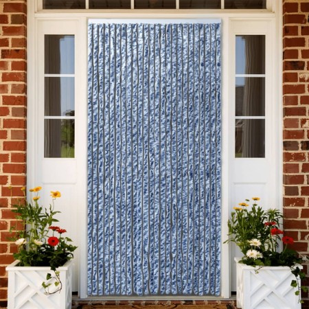 vidaXL Fliegenvorhang Blau und Weiß 100x200 cm Chenille