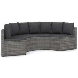 4-tlg. Garten-Sofagarnitur mit Auflagen Poly Rattan Grau