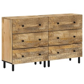 vidaXL Beistellschränke 2 Stk. Schwarz 60x33x75 cm Massivholz Mango