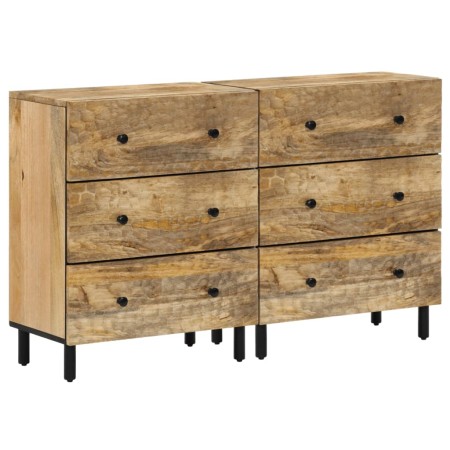 vidaXL Beistellschränke 2 Stk. Schwarz 60x33x75 cm Massivholz Mango