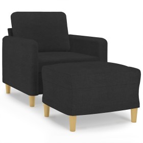 vidaXL Sessel mit Hocker Schwarz 60 cm Stoff