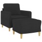 vidaXL Sessel mit Hocker Schwarz 60 cm Stoff vidaXL Sessel mit Hocker Schwarz 60 cm Stoff