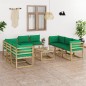 9-tlg. Garten-Lounge-Set mit Kissen Imprägniertes Kiefernholz 9-tlg. Garten-Lounge-Set mit Kissen Imprägniertes Kiefernholz