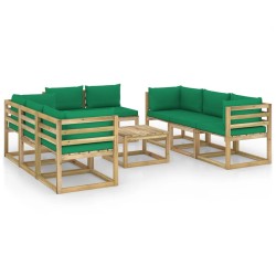 9-tlg. Garten-Lounge-Set mit Kissen Imprägniertes Kiefernholz