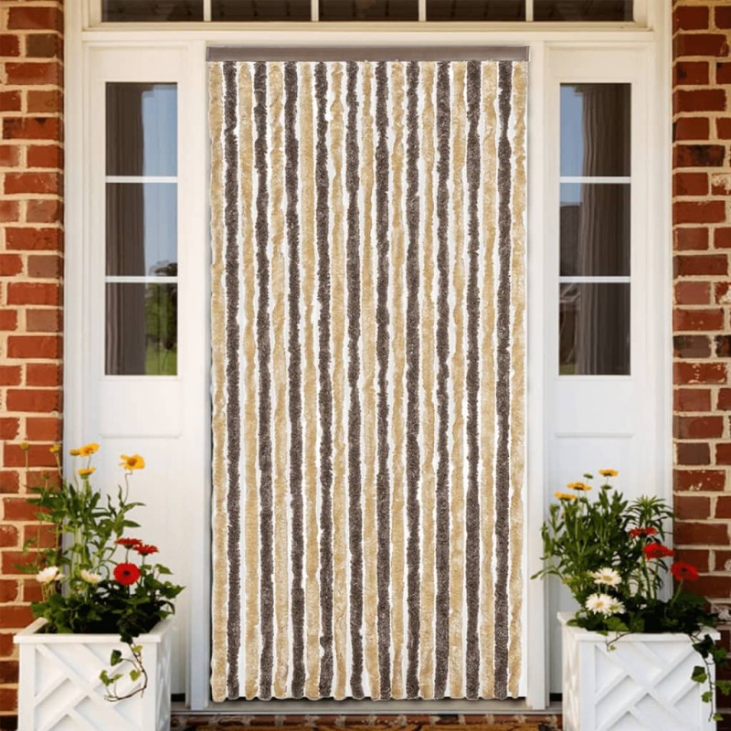 vidaXL Fliegenvorhang Dunkelbraun und Beige 56x185 cm Chenille vidaXL Fliegenvorhang Dunkelbraun und Beige 56x185 cm Chenille