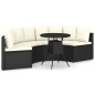 5-tlg. Garten-Sofagarnitur mit Auflagen Poly Rattan Schwarz 5-tlg. Garten-Sofagarnitur mit Auflagen Poly Rattan Schwarz