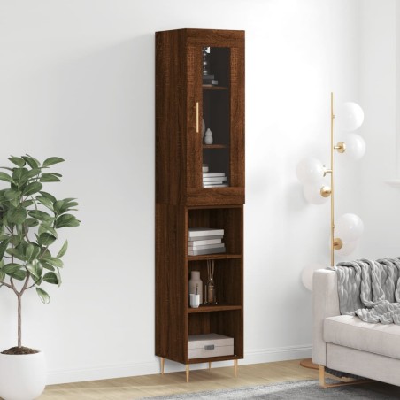 vidaXL Highboard Braun Eichen-Optik 34,5x34x180 cm Holzwerkstoff